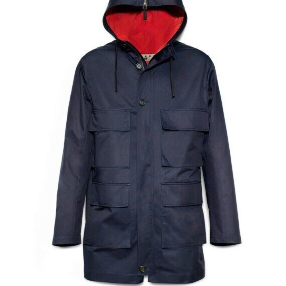 Rare Men’s Marni x H&M Navy and Red Cotton Hooded Jacket